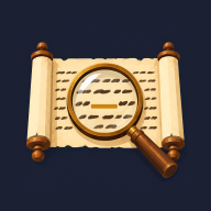 Behold’s icon: a scroll under a magnifying glass